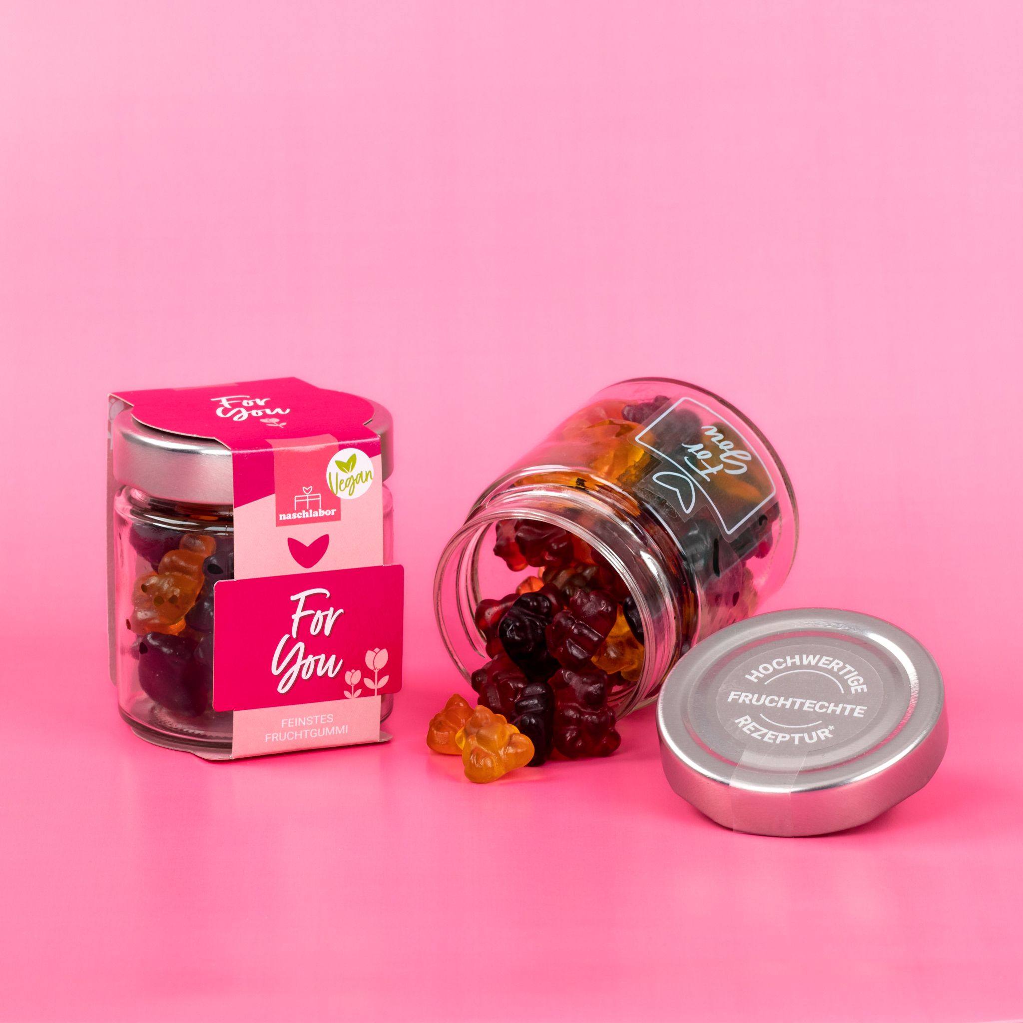 naschlabor 8 Gläser Fruchtgummi Vegan For You Groß-Verpackung
