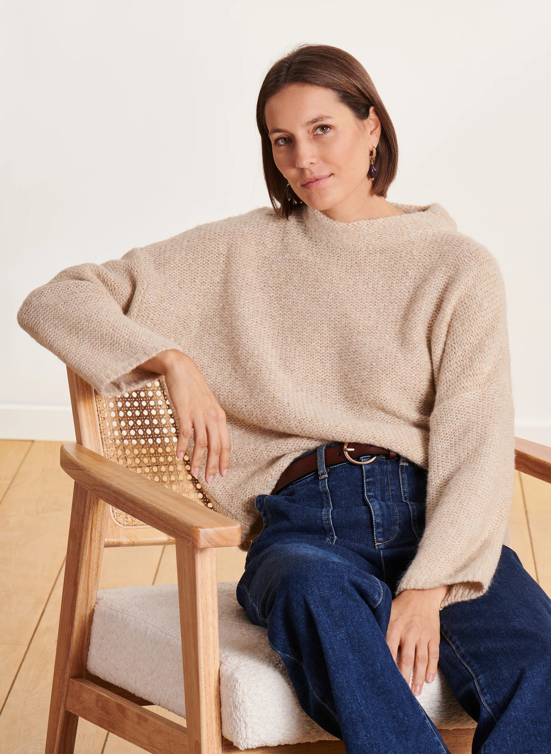 Pull oversize en maille| Jaune
