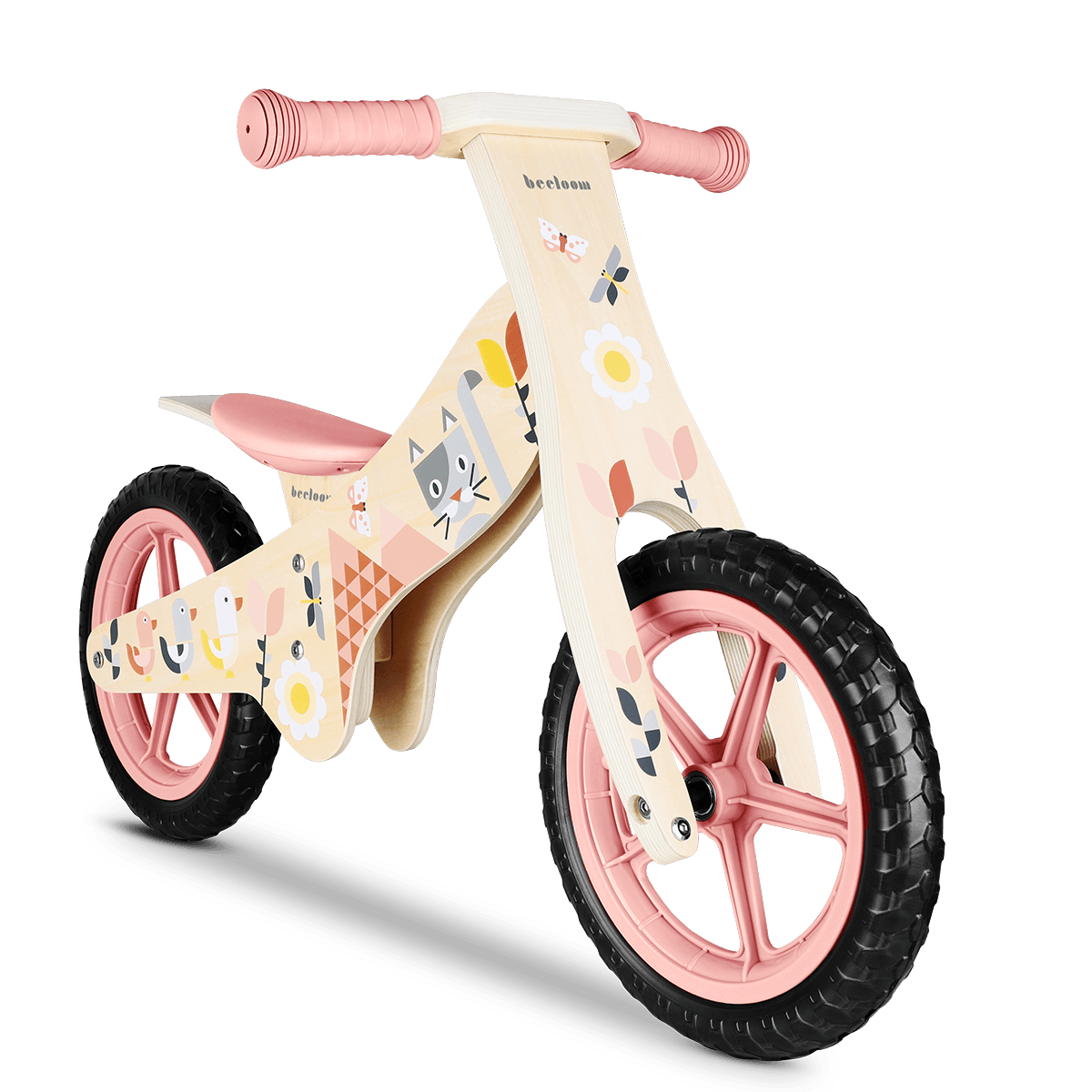 Bicicleta de equilíbrio de madeira Beelom com selim ajustável