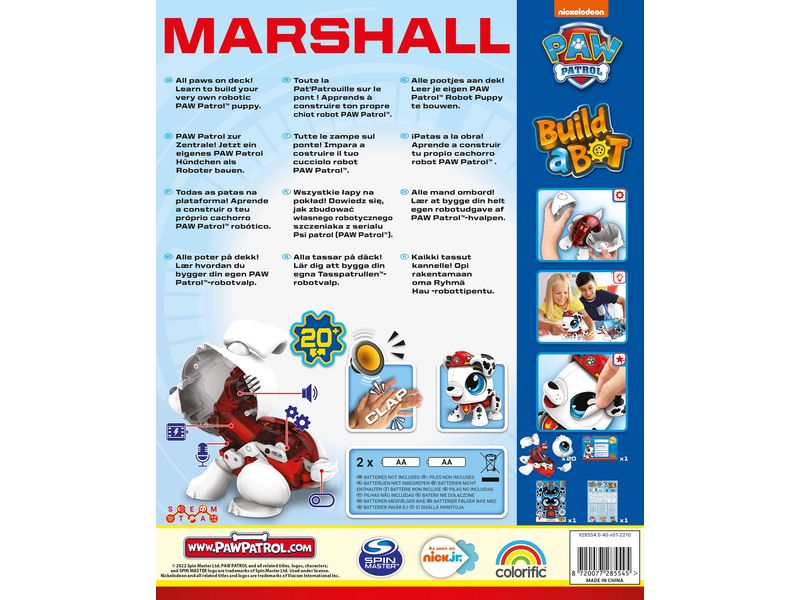 Waldmeier Build a Bot Paw Patrol Marshall Paw Patrol-Roboterhund zum Zusammenbauen