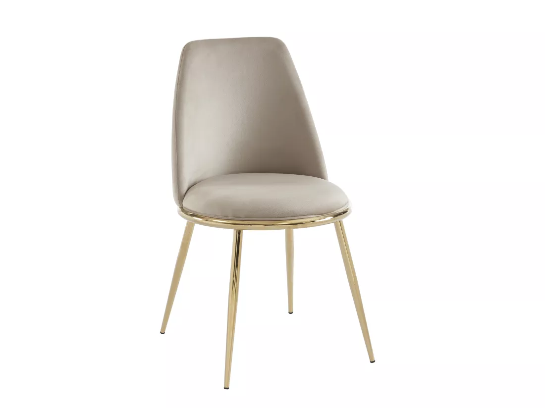 Lot de 2 chaises en velours et métal doré - Beige - NEBINA de Pascal MORABITO
