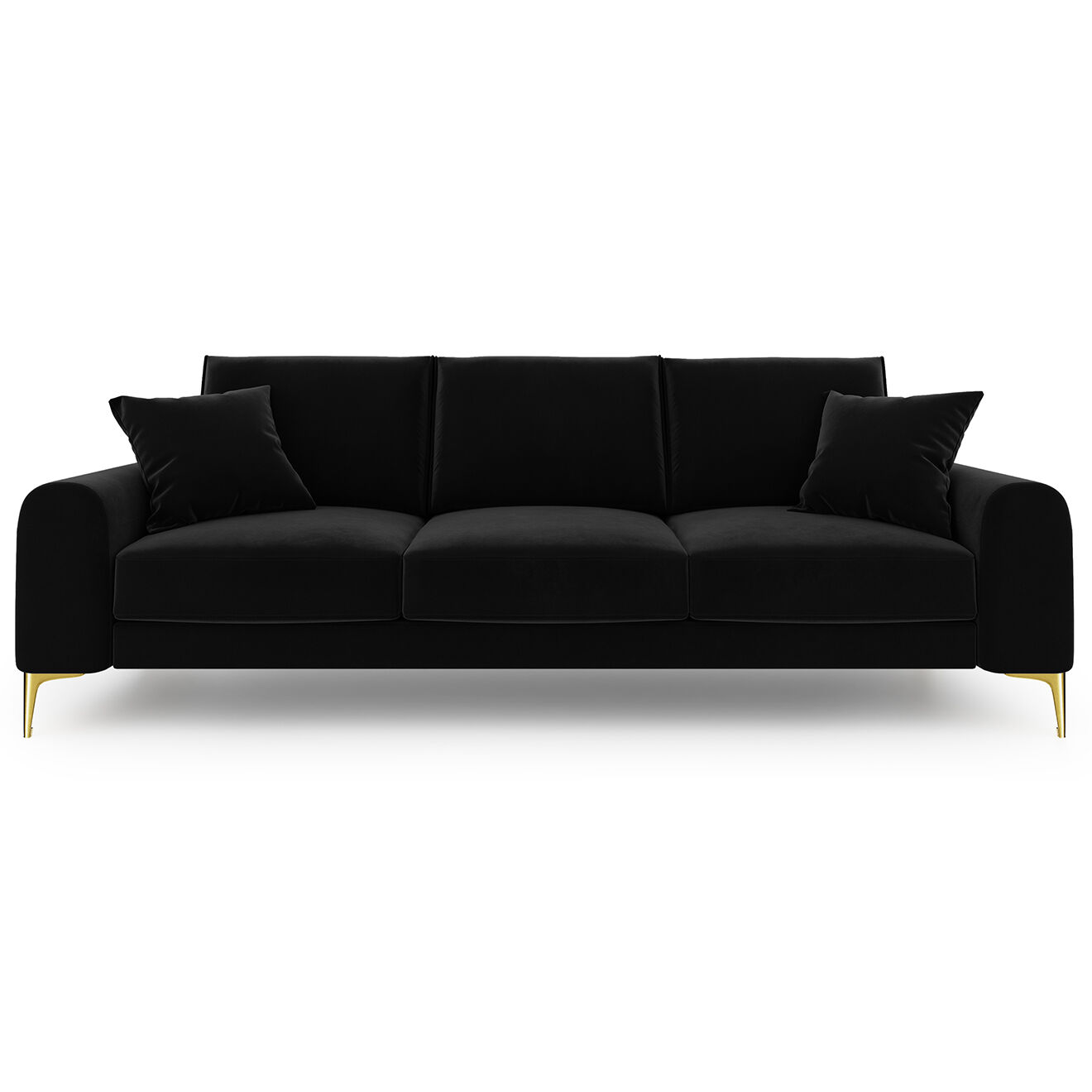 Mazzini Sofas Canapé Velours Madara noir - 237x102x90 cm