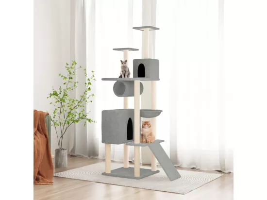 Arbre à chat avec griffoirs en sisal Gris clair 168 cm