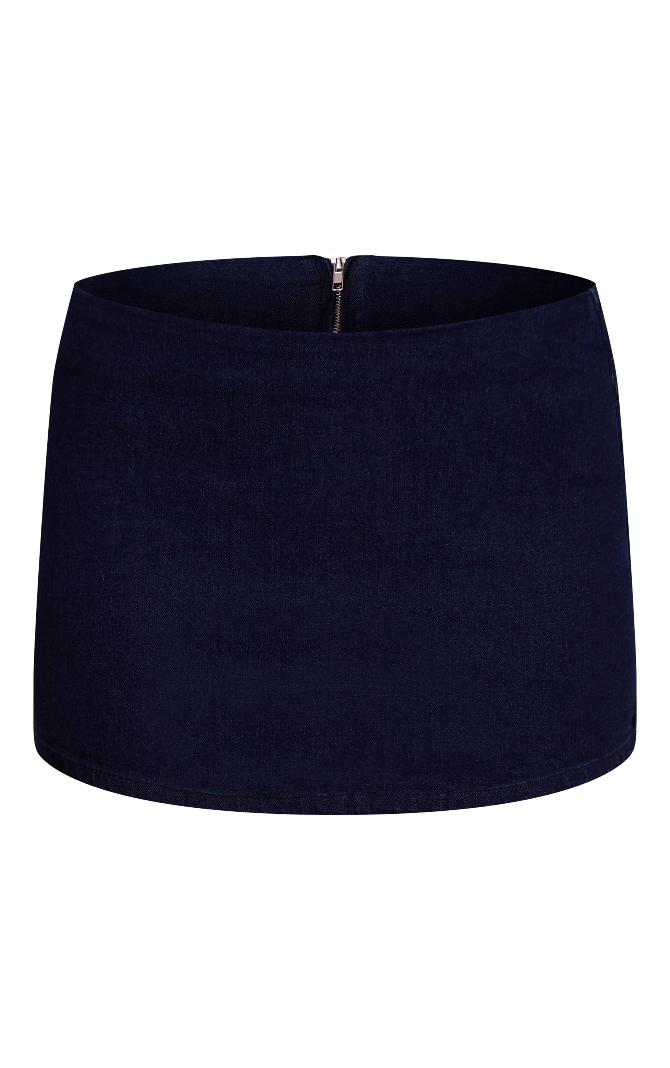 Bleu Indigo Mini Jupe En Denim À Taille Invisible