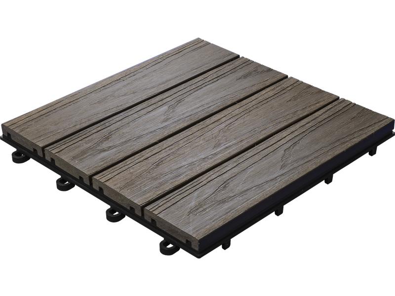 Florco Balkon-& Terrassenplatten WPC 3D braun 30 x 30, 6 St Bodenplatte aus Holz-Kunststoffgemisch in Holzoptik