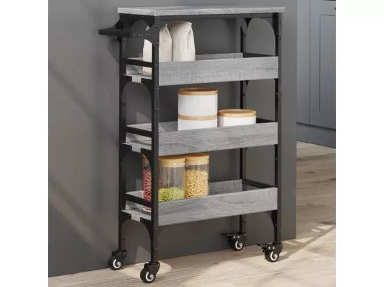 Chariot de cuisine sonoma gris 53x20x76 cm bois d'ingénierie