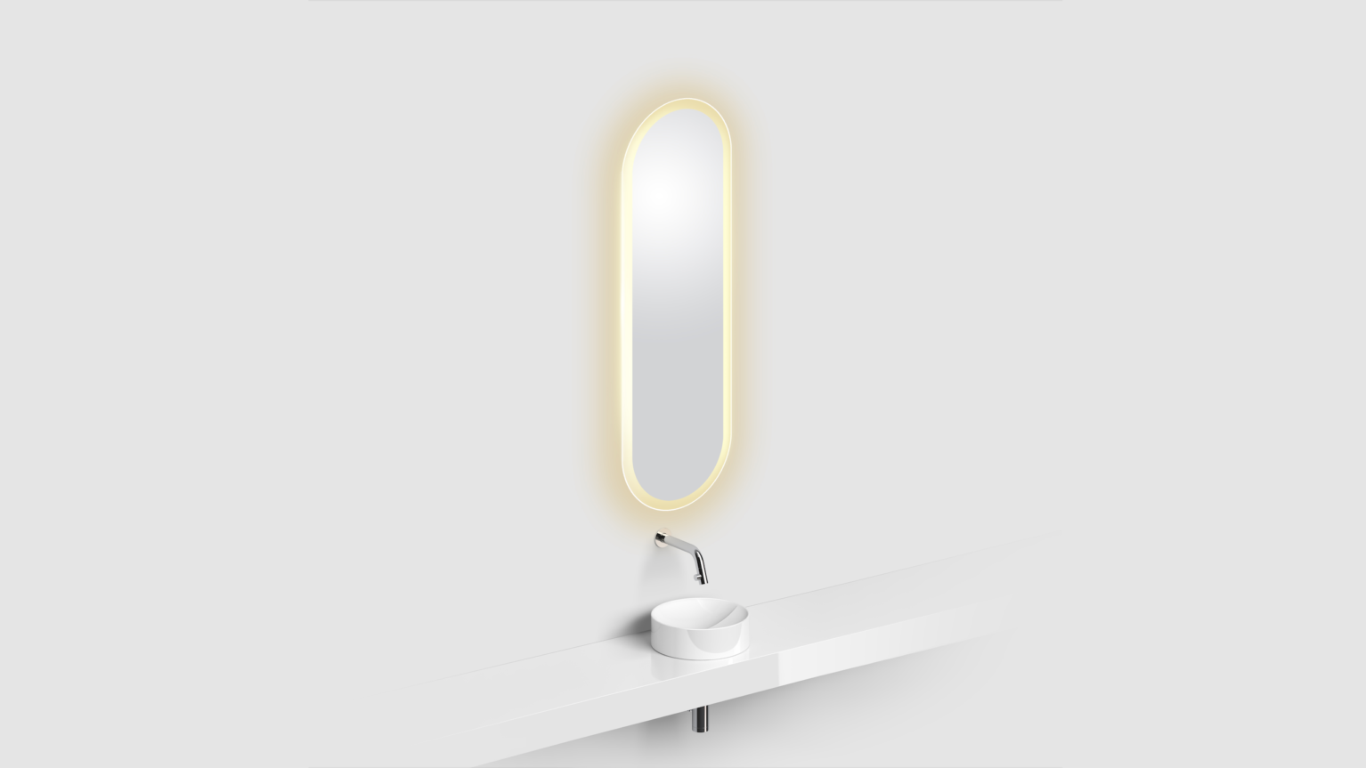 Clou Look at Me ovale spiegel met satijnrand en LED-verlichting 28x90cm