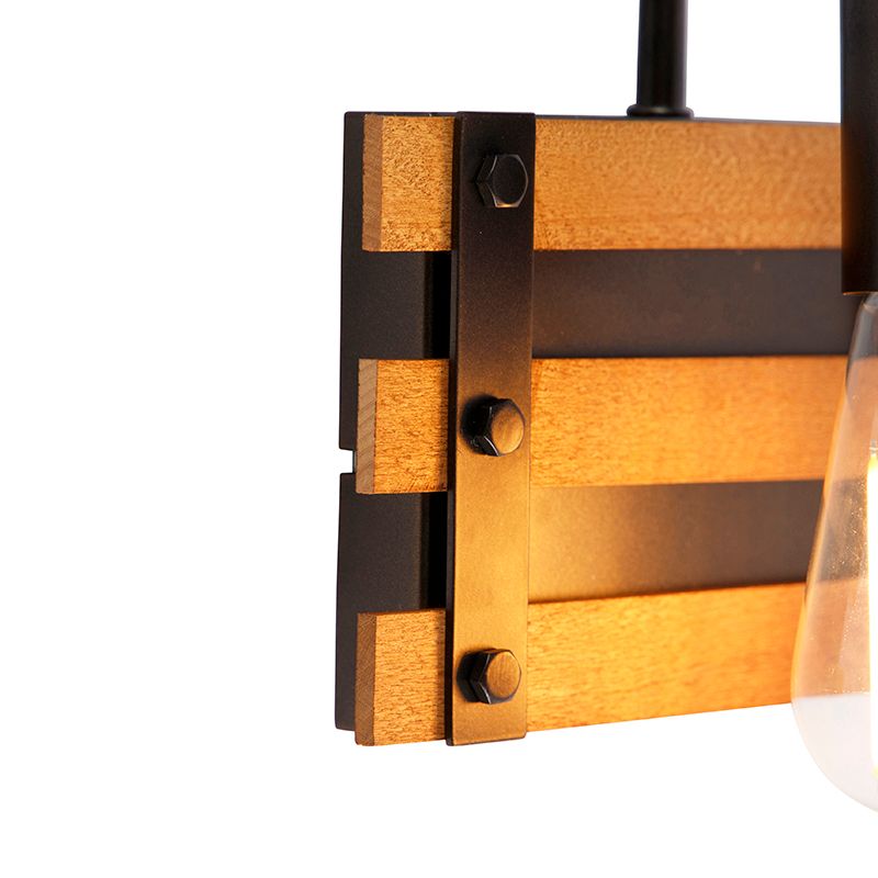 Industriële wandlamp zwart met hout - Paleta Mai