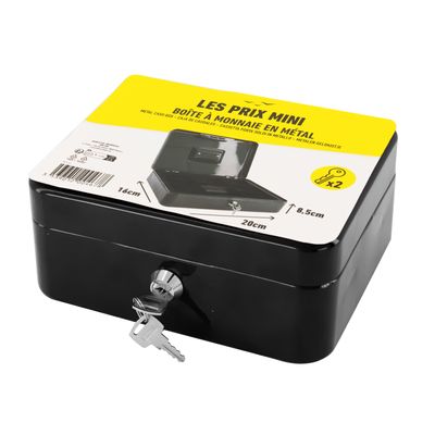 Les Prix Mini - Caisse à monnaie - 8 compartiments - 20 x 16 x 9 cm - noir