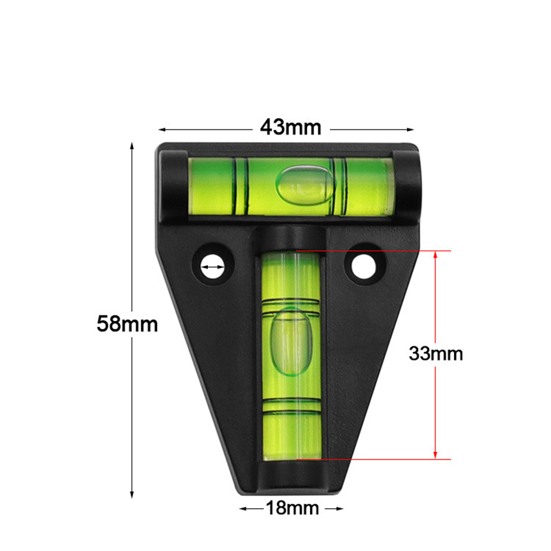 (40x60mm) Magnetische Mini T-Typ Wasserwaage 2D Pyramide Kreuzwasserwaage Zwei-Wege-Nivellierung für Heimwerk / Camping / Reparatur - Schwarz