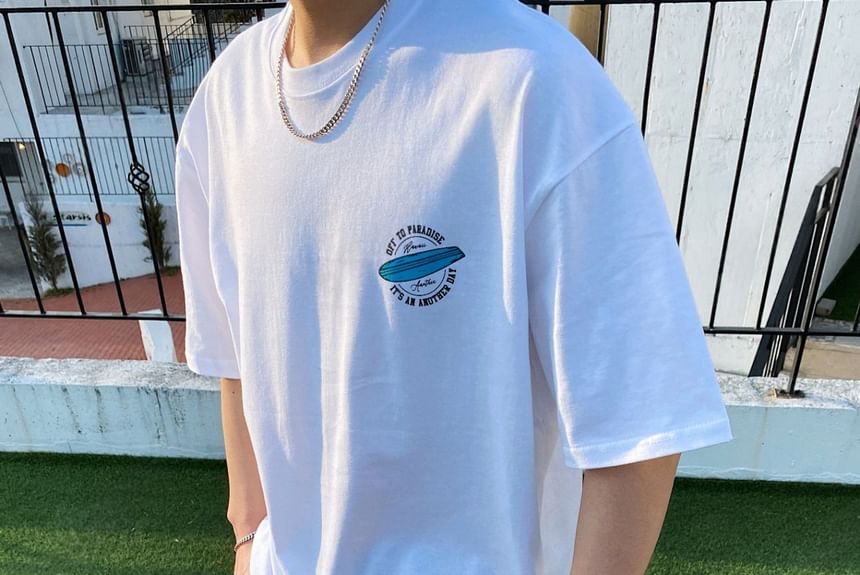 SeoulPop - T-shirt met korte mouwen en tekst in losse pasvorm