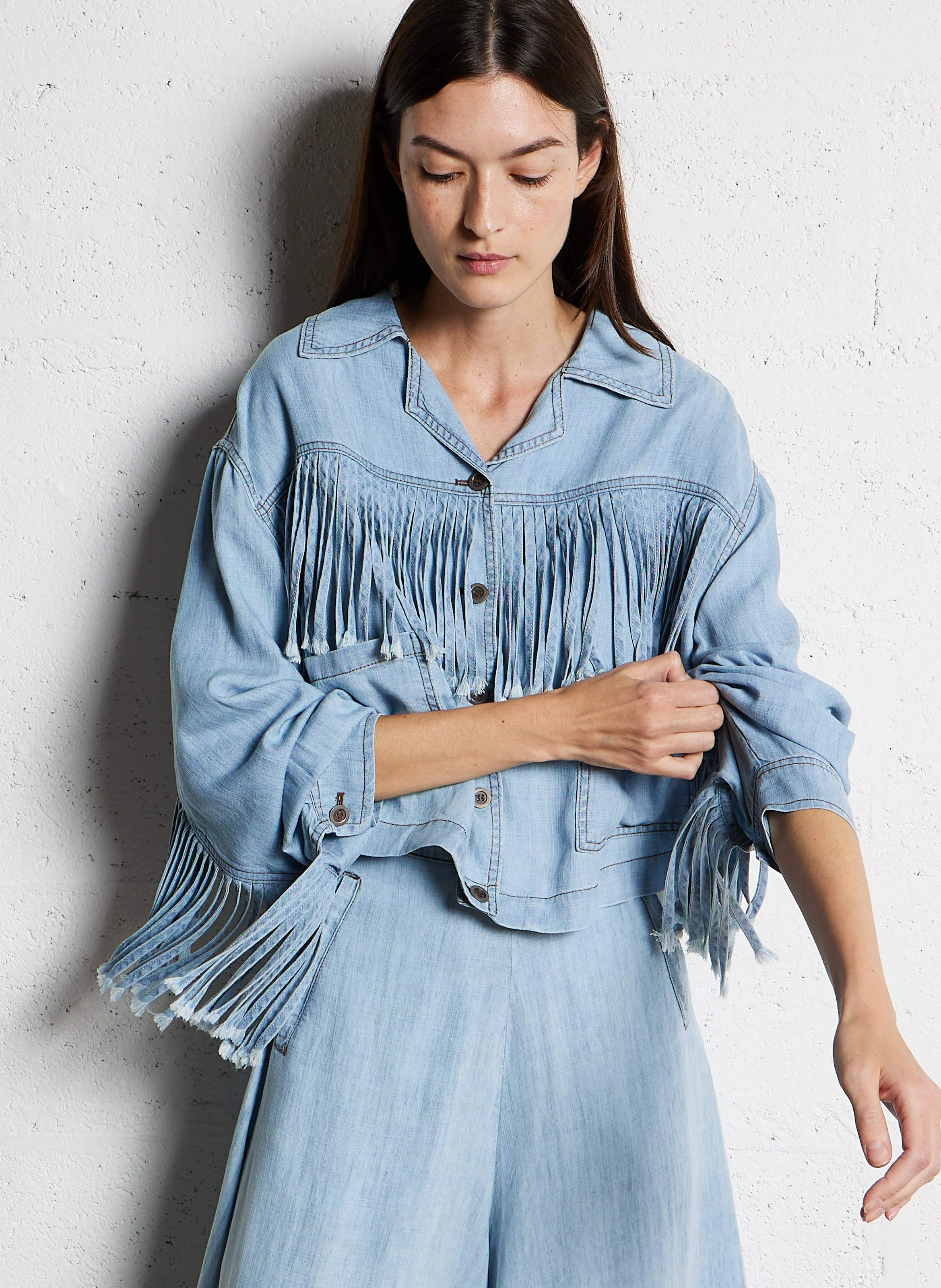 ICLEEF - Chemise courte à franges| Bleu