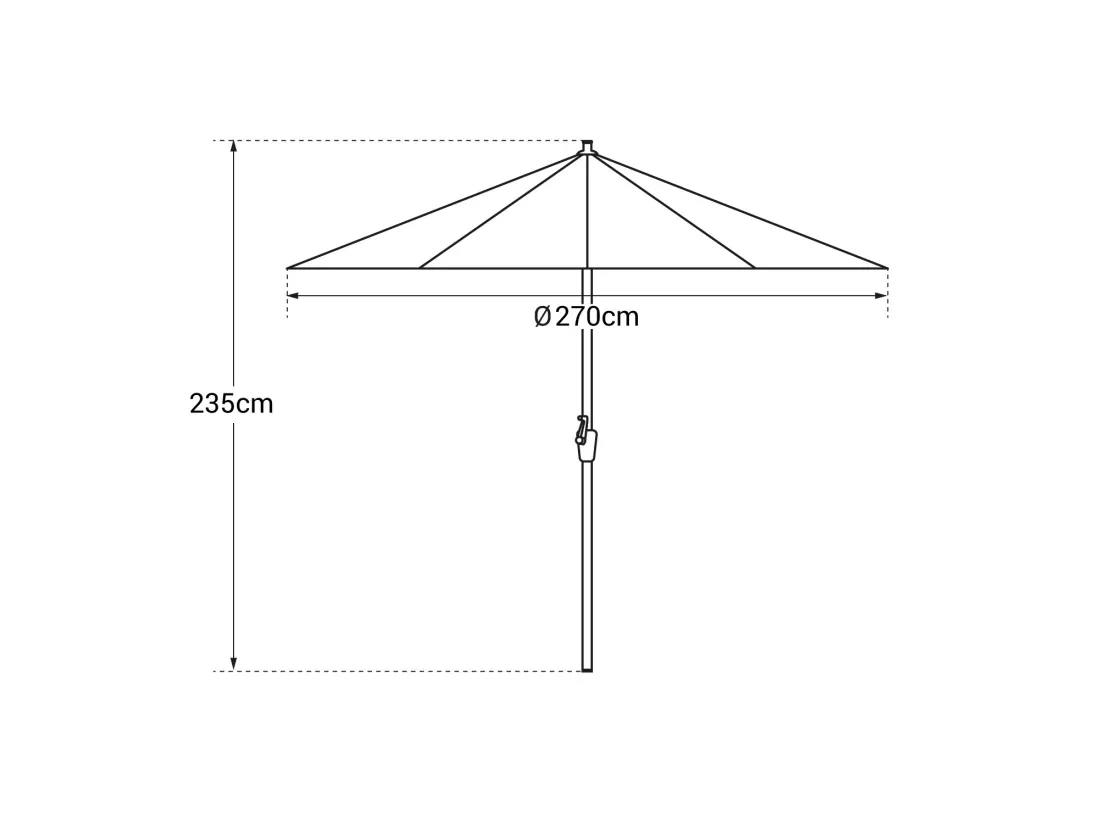 Parasol droit HAPUNA rond 2,70m de diamètre taupe - HAPPY GARDEN