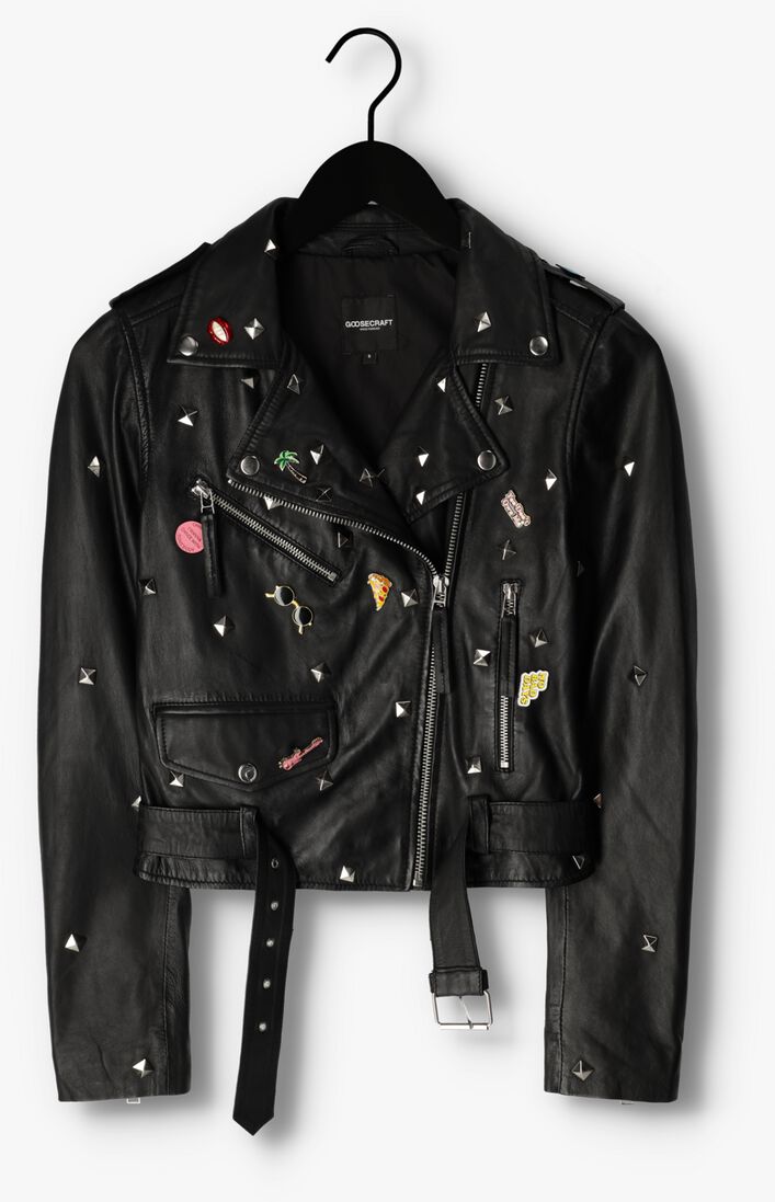 GOOSECRAFT zwarte goosecraft leren jas gc marly studs biker
