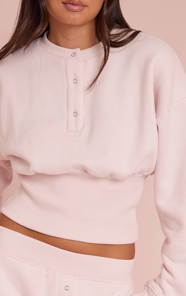 Rose Bébé Sweat-shirt Cintré À Boutons