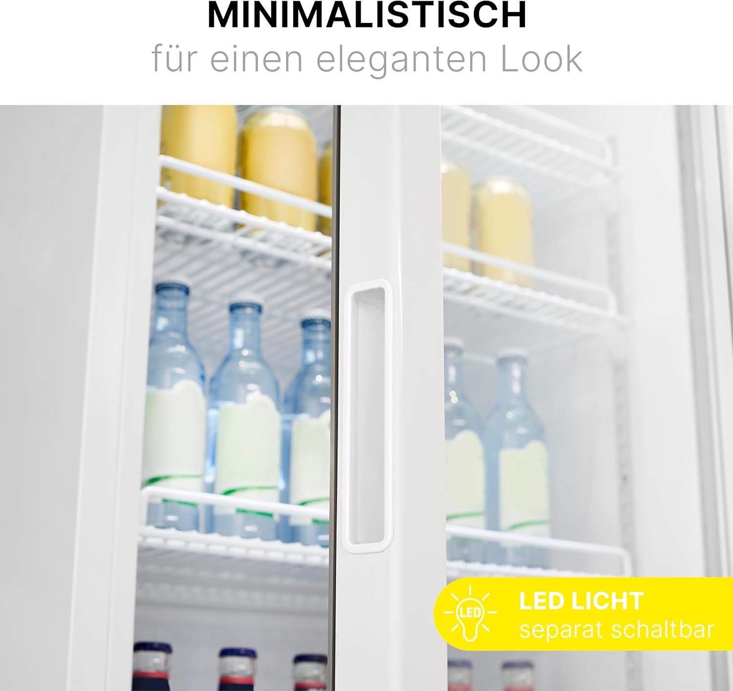 Bomann® Kühlschrank mit Glastür | Getränkekühlschrank abschließbar | 6 höhenverstellbare Ablagen | 30kg je Ablage | 347 Liter | Kühlschrank groß | Flaschenkühlschrank m. LED-Licht | KSG 7351 weiß