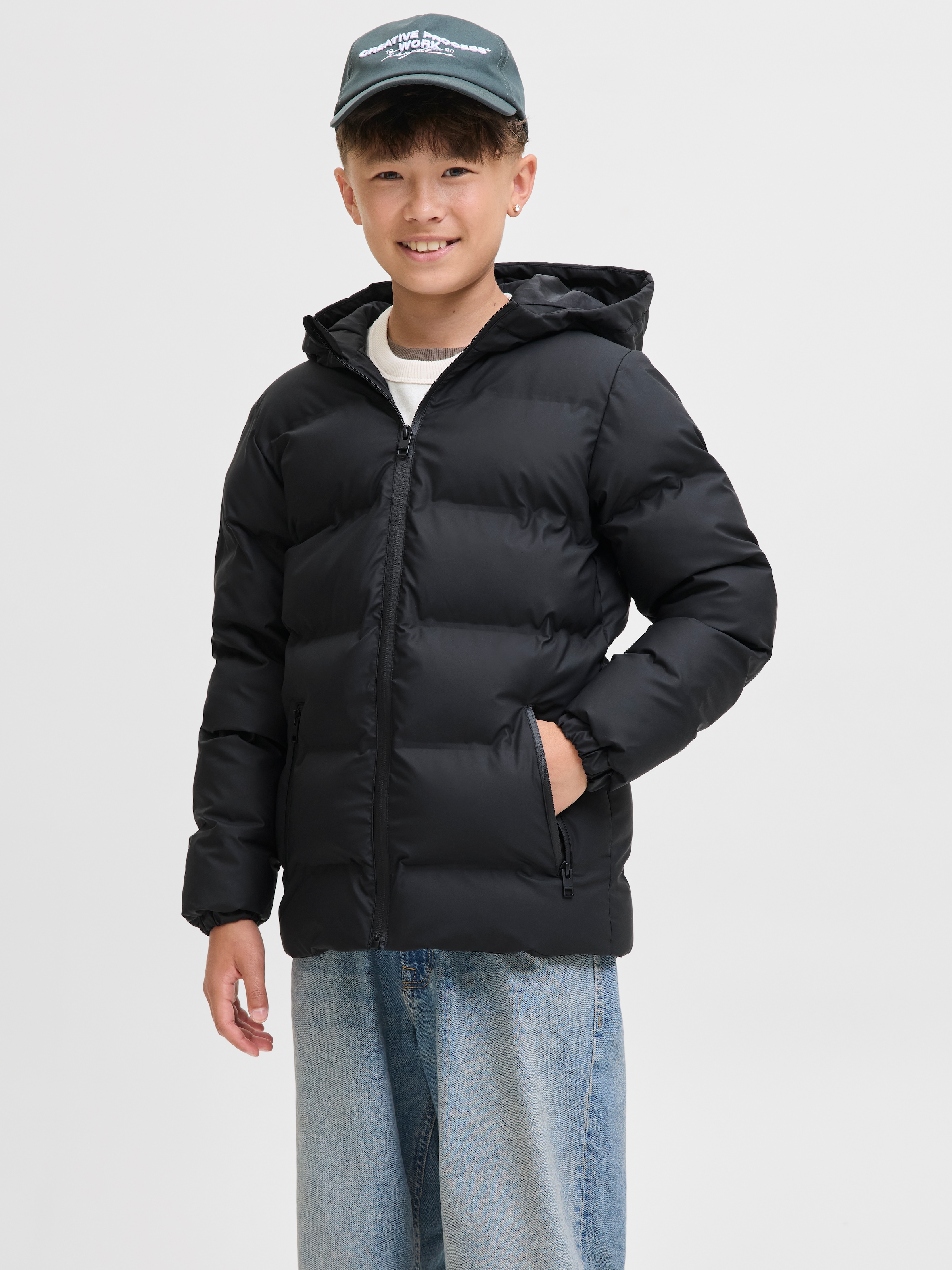 Jack & Jones Junior Steppjacke »JJELEMENTS PU PUFFER JNR« mit Kapuze
