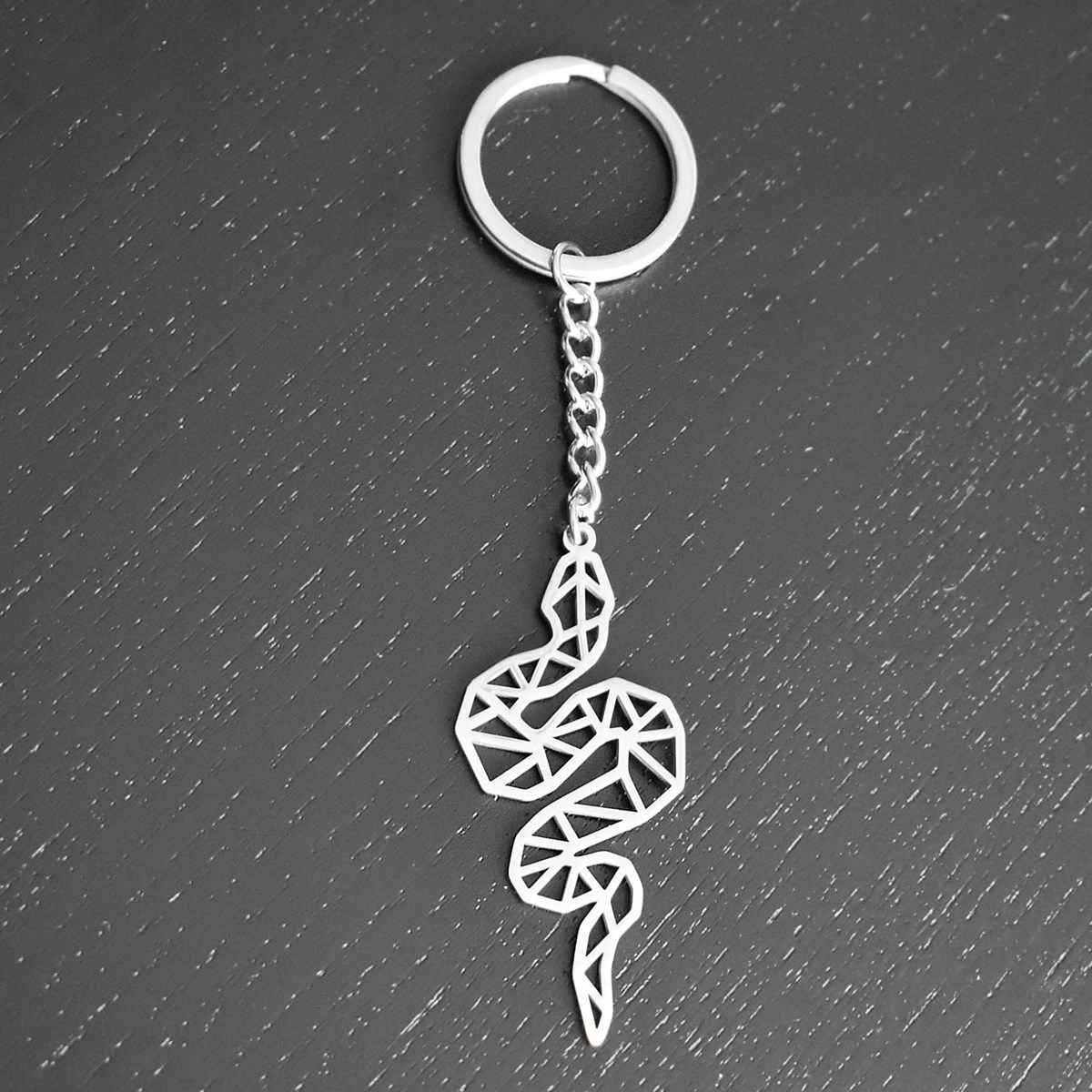 Porte-clés serpent origami acier