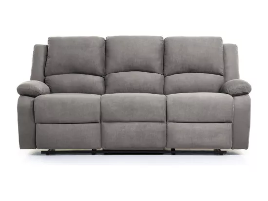 Canapé Relaxation 3 places Microfibre Léo - Gris - L193 x 93 x 96cm - Loungitude