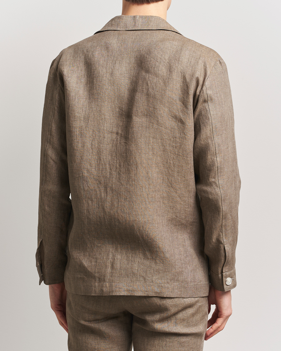 BOSS BLACK Carper Linen Shirt Jacket Dark Brown