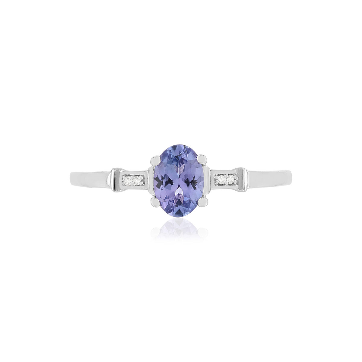 Bague or blanc 375 tanzanite diamants