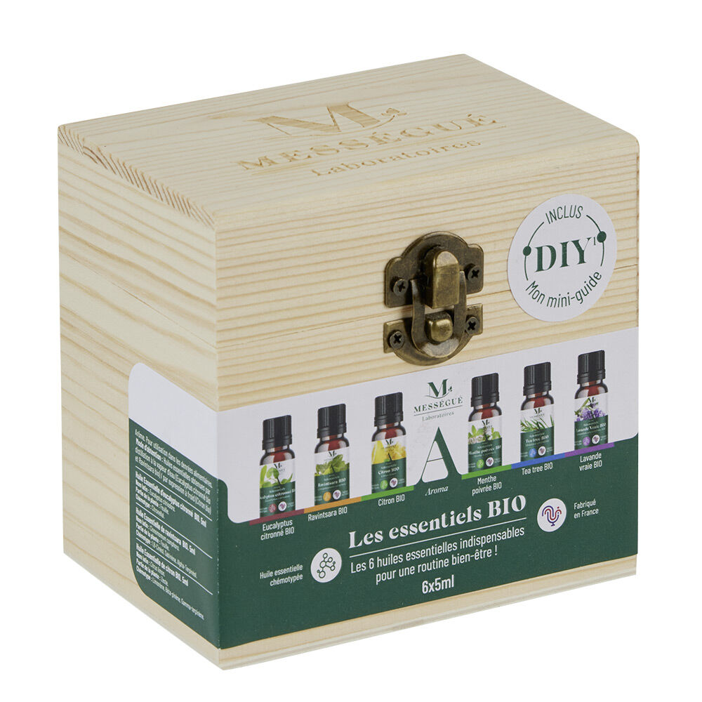 Coffret bois Mességué huile essentielle Bio 5ml x6