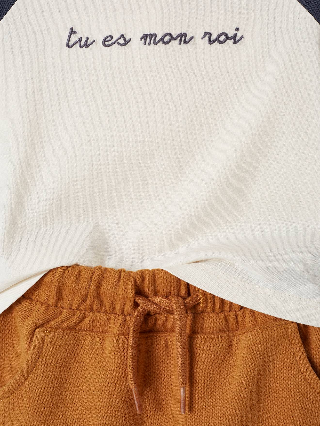 Conjunto para bebê: camiseta personalizável + calça de fleece com estampa de doces