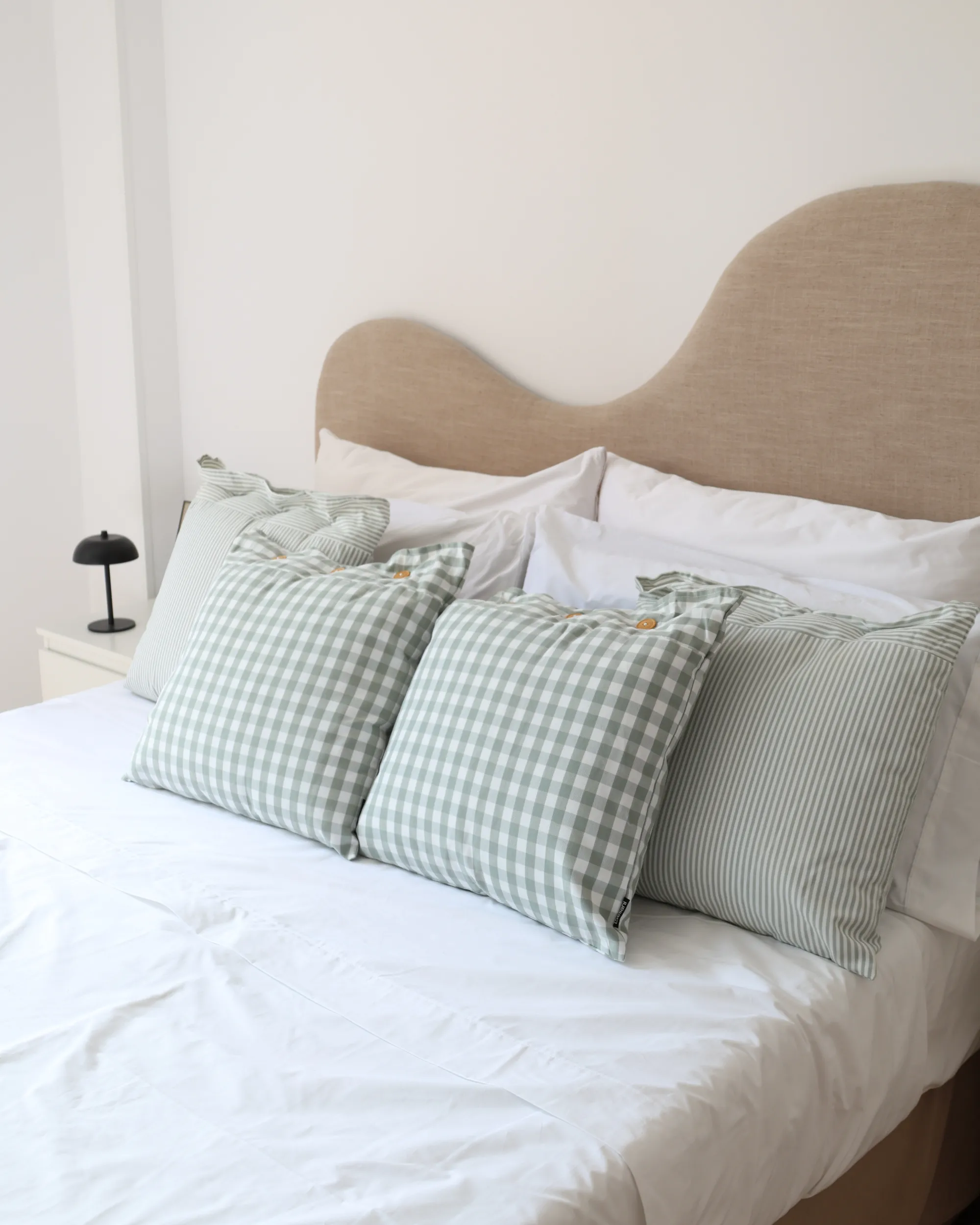 Sierkussen TALYA 45 x 45 cm Mintgroen geblokt patroon