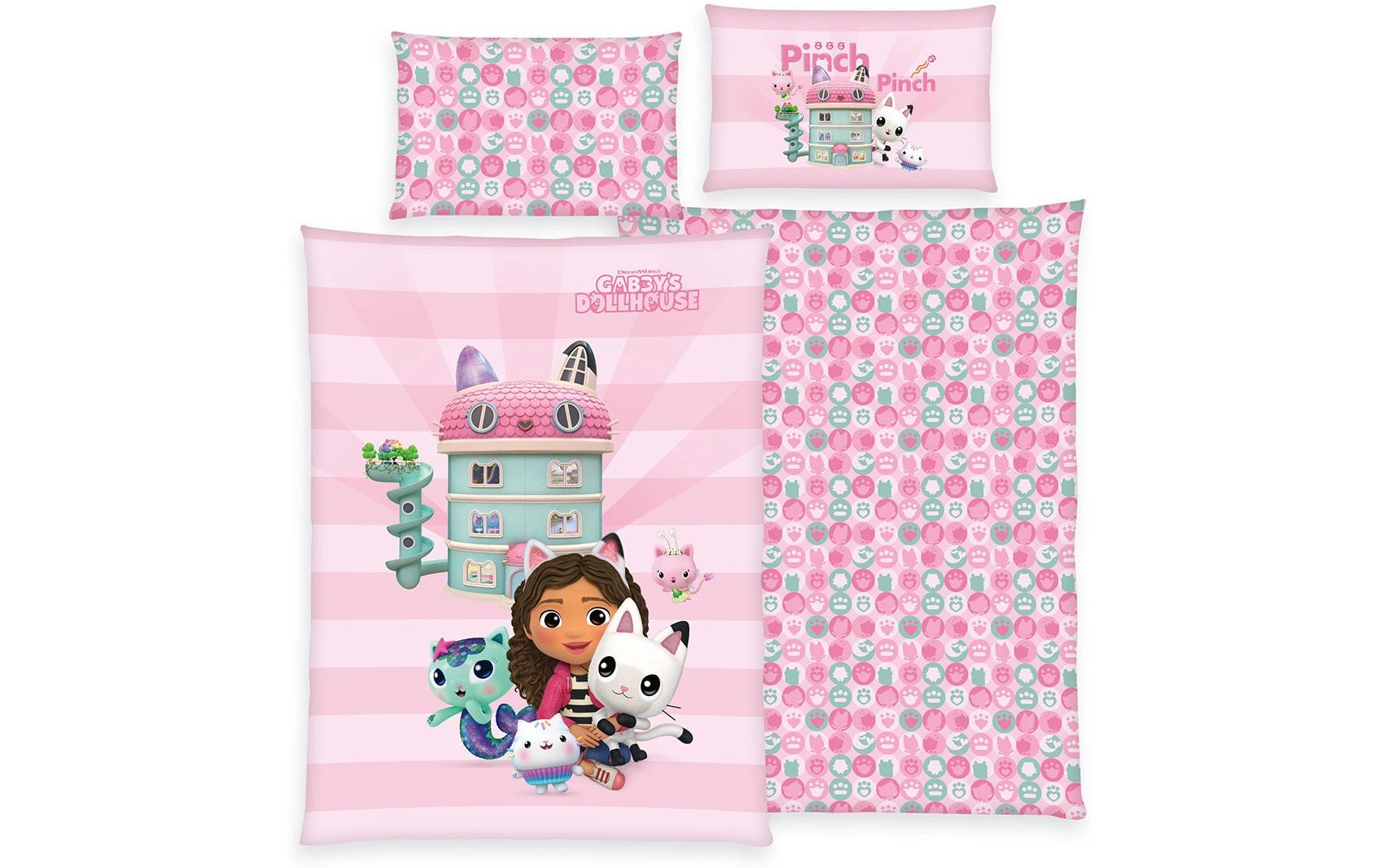 Kinderbettwäsche Gabbys Dollhouse 160 x 210 cm + 65 x 100 cmBettwäscheset