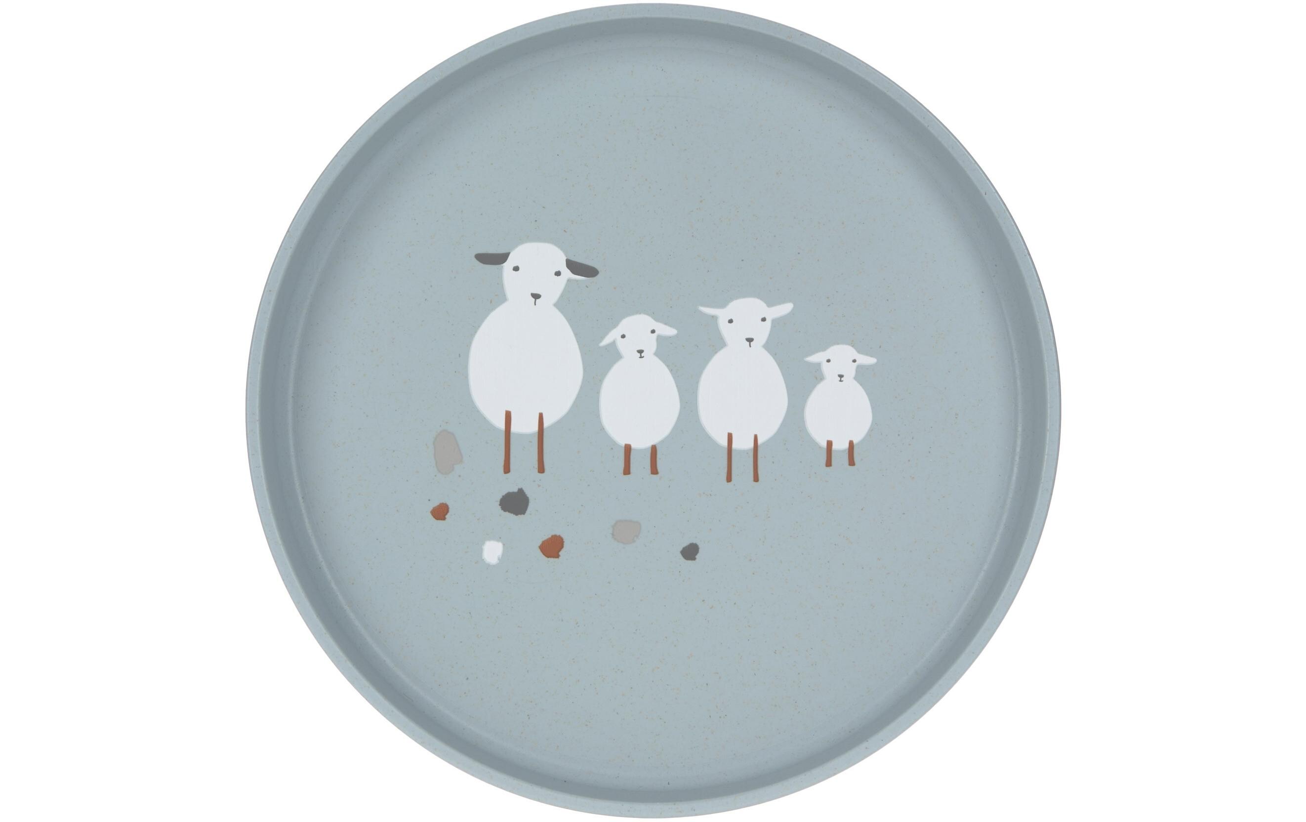 Kinderteller Tiny Farmer Sheep BlueRutschfester Teller für Kinder