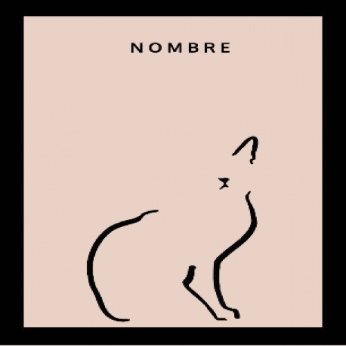 Ilustração em silhueta de um gato com moldura rosa e preta.