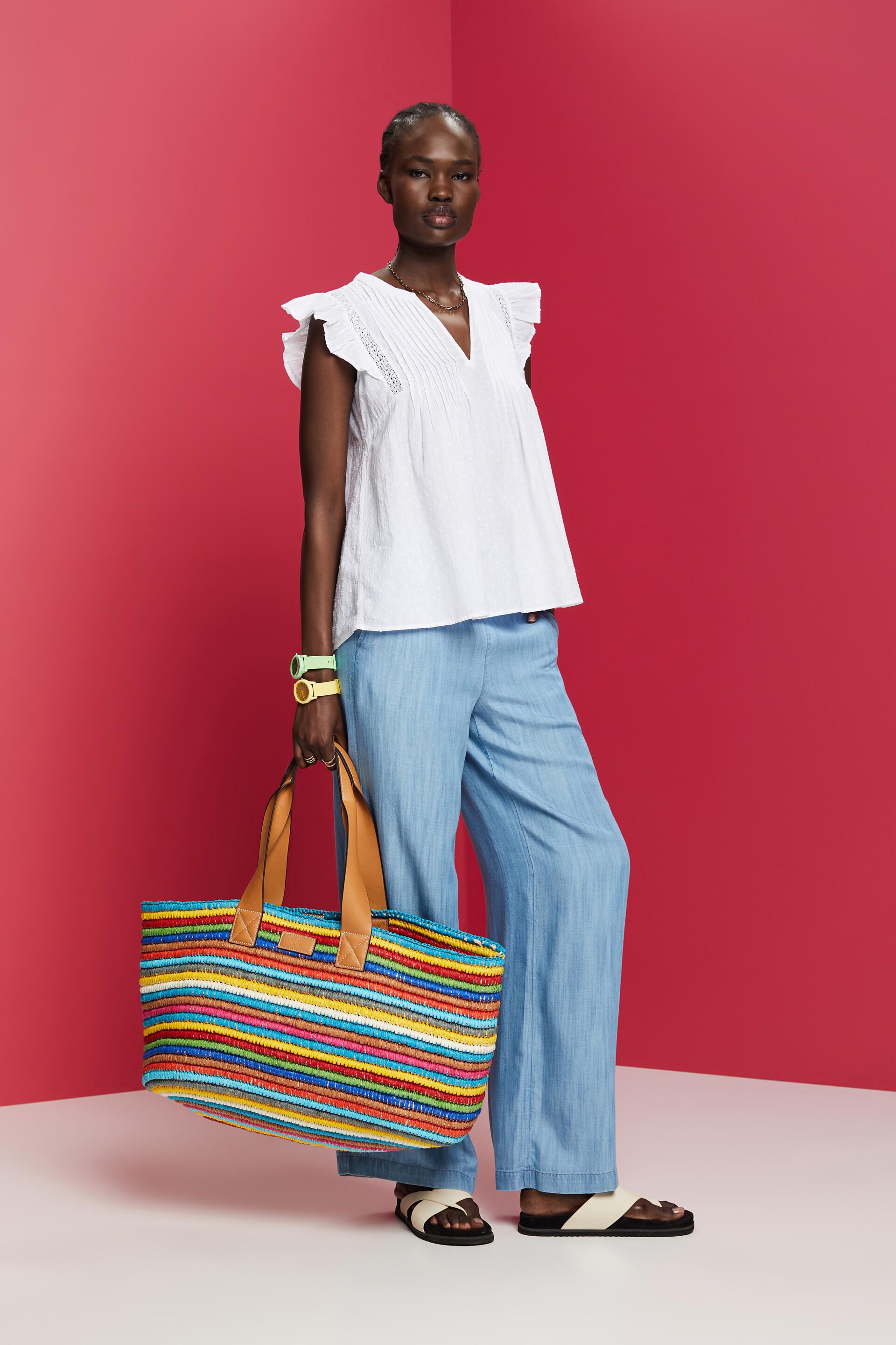 Chemisier sans manches en plumetis, 100 % coton