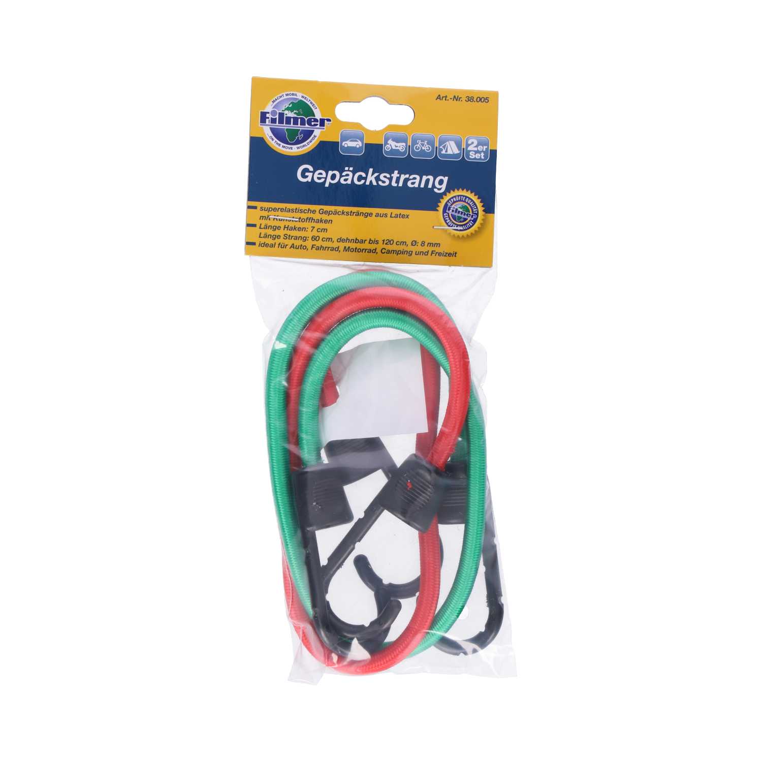 Gepäckstrang für Fahrrad, 2er, mit Plastikhaken