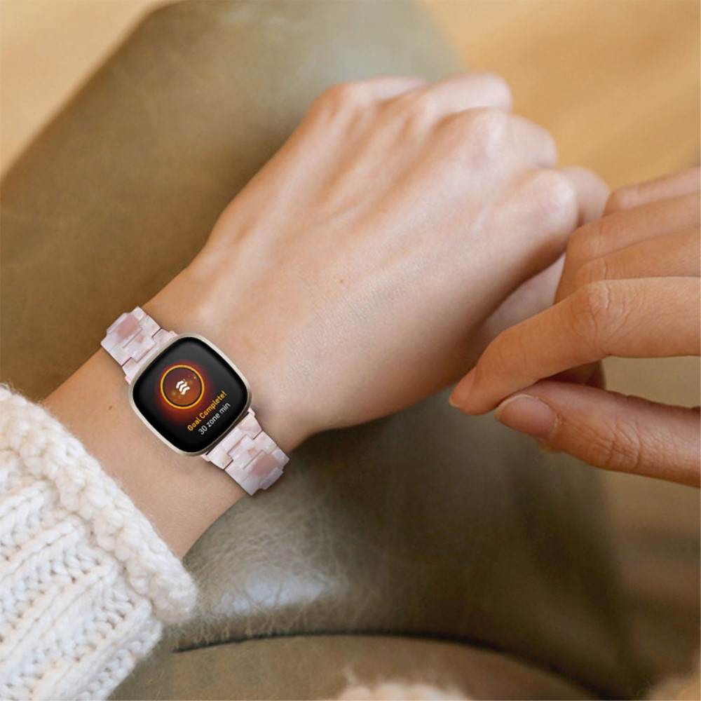 Fitbit Versa 3 / Sense Resin Armband mit Faltschliesse (Gelenkumfang: 180-210mm)  - Rosa / Weiss