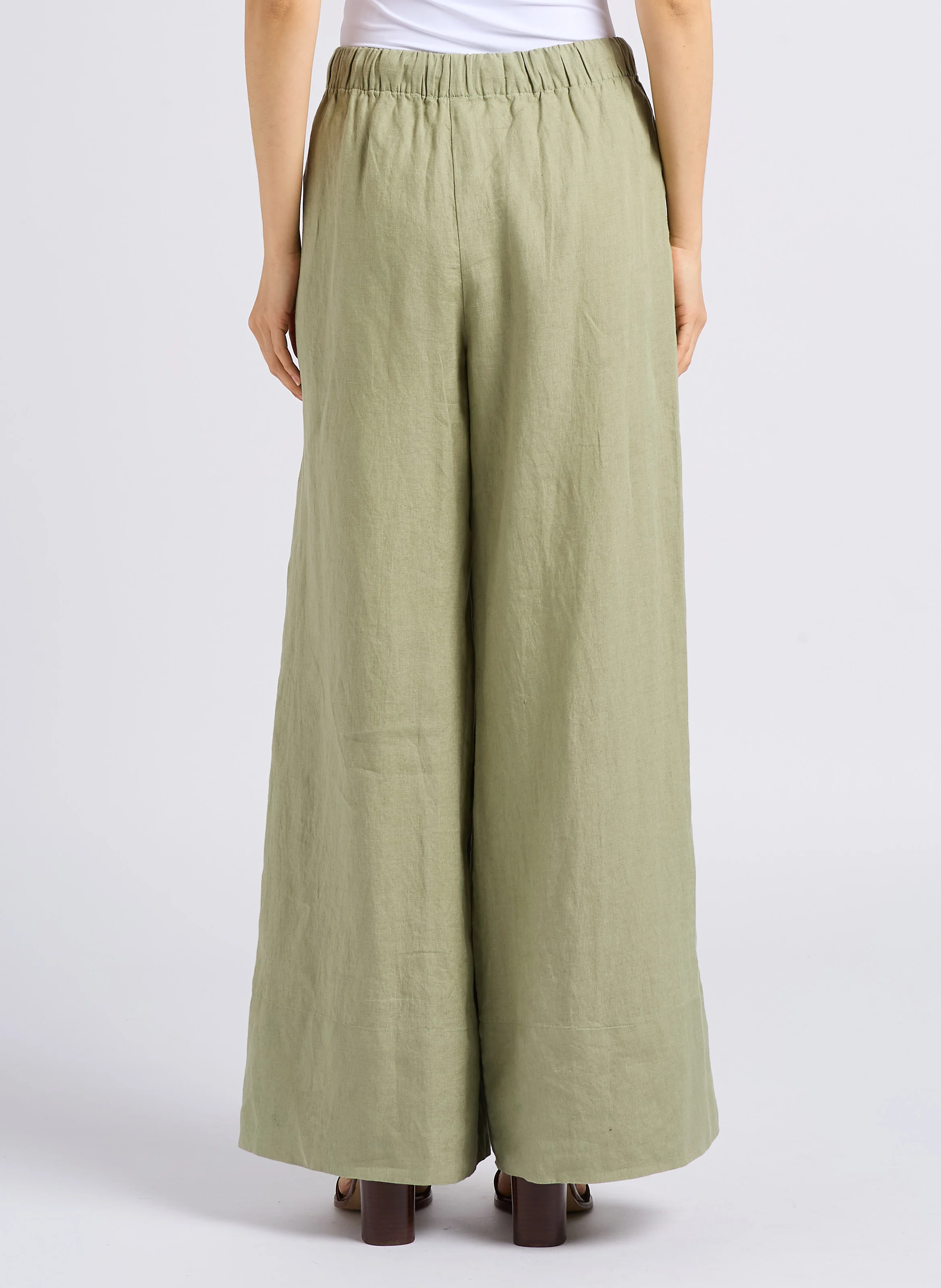 PRINCE - Pantalon large en lin | Vert