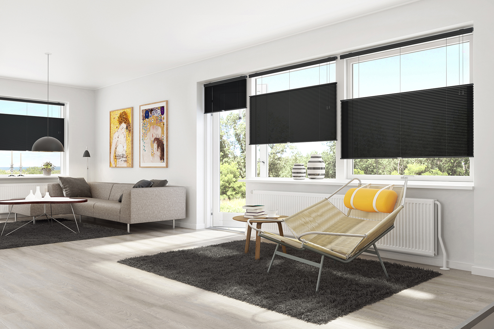 Touch Split plissegardin 60X160 cm. Sort med justeringssnor.
