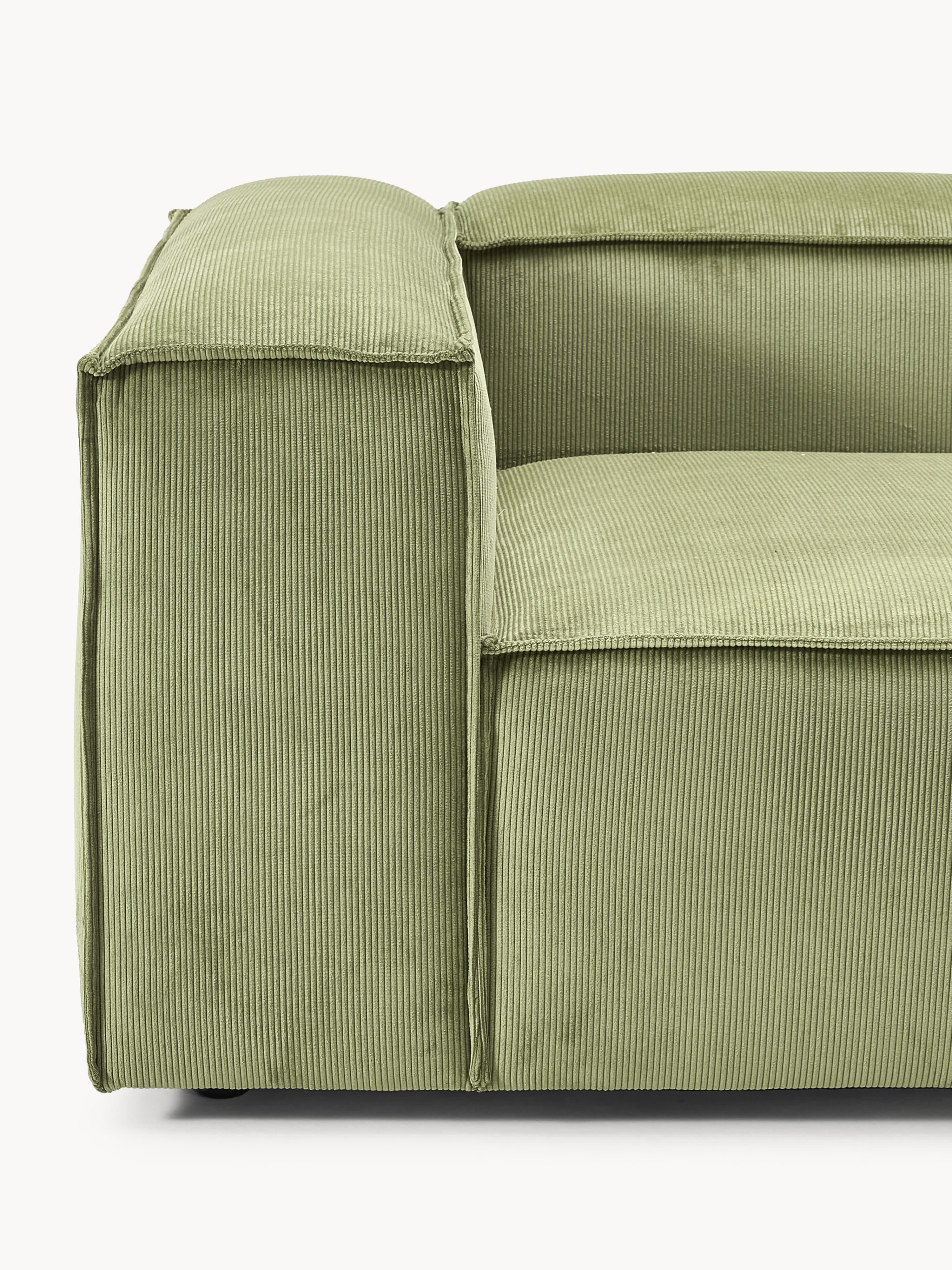 Modulaire bank Lennon (4-zits) van corduroy met poef (links/rechts)