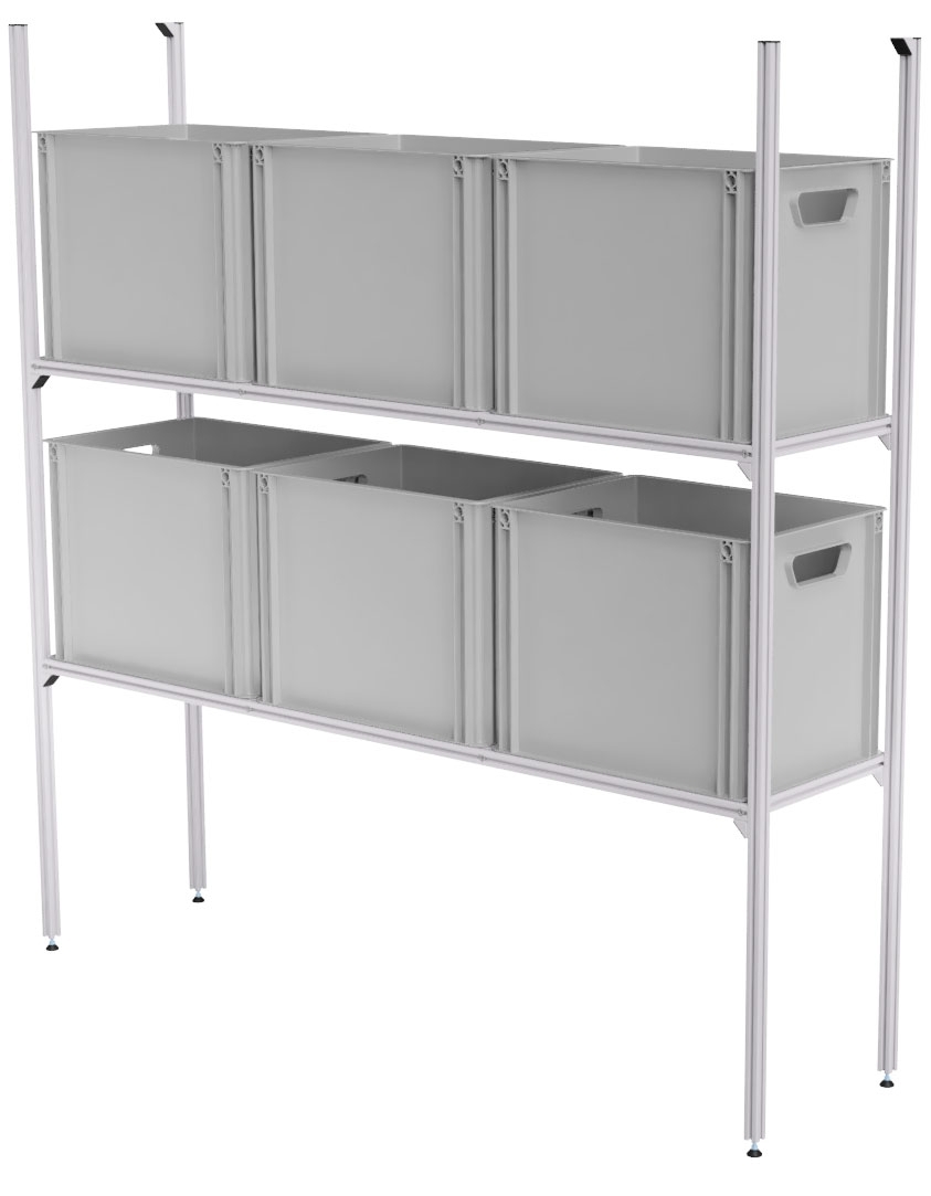 SYS-Rack Aluminium Regal-System 123-L-RR-1 Längs für Heckgarage 125 x 31 x 130 cm