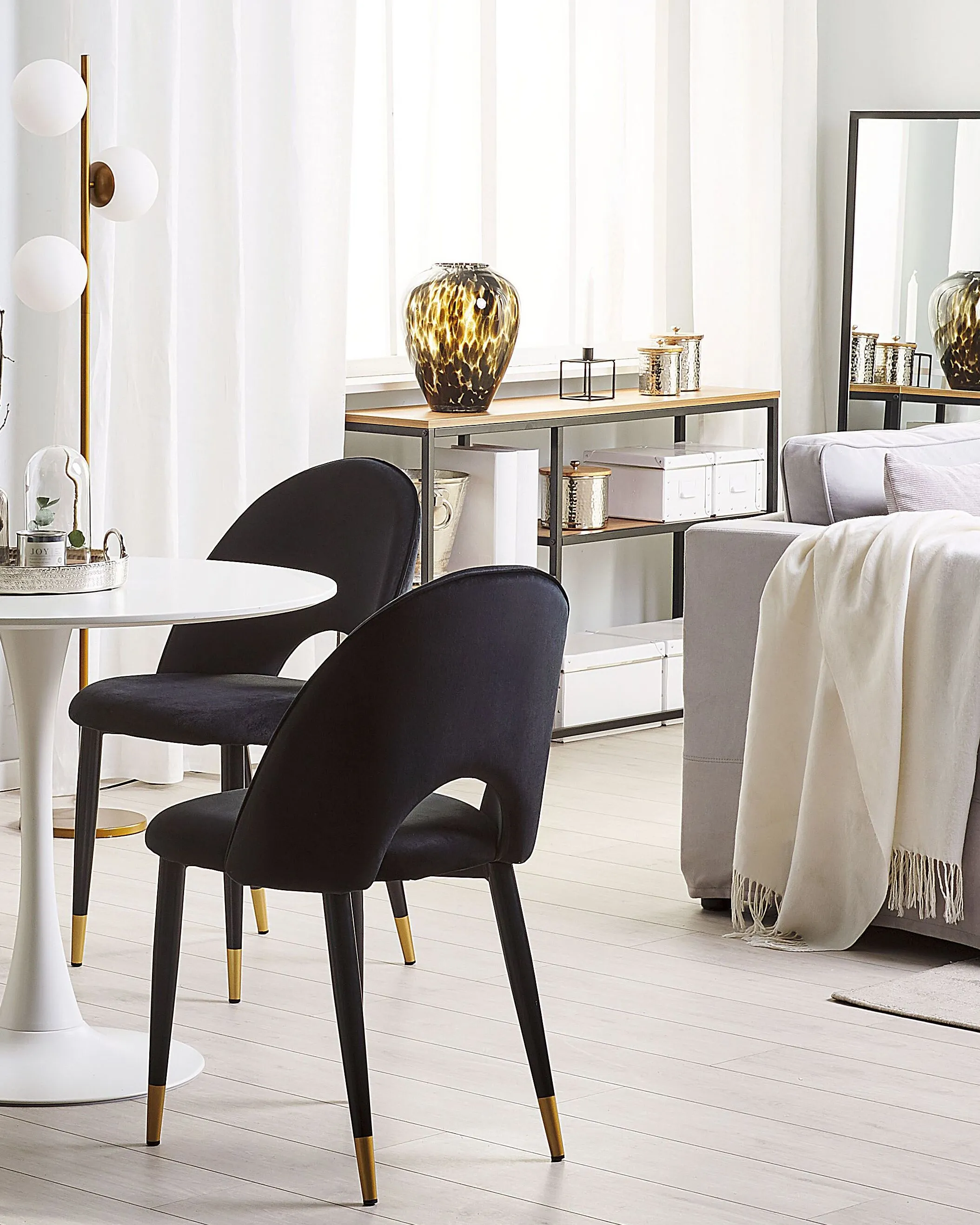 Set van 2 eetkamerstoelen MAGALIA Fluweel Zwart