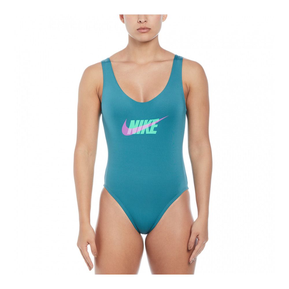 Nike Swim MULTI LOGO U-BACK - Maillot de bain 1 pièce Femme mineral teal