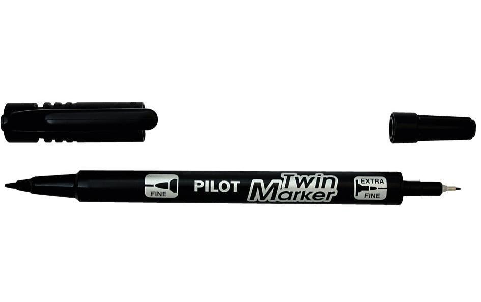 Permanent-Marker Twin Marker Slim SchwarzStift mit zwei Spitzen, Schwarz