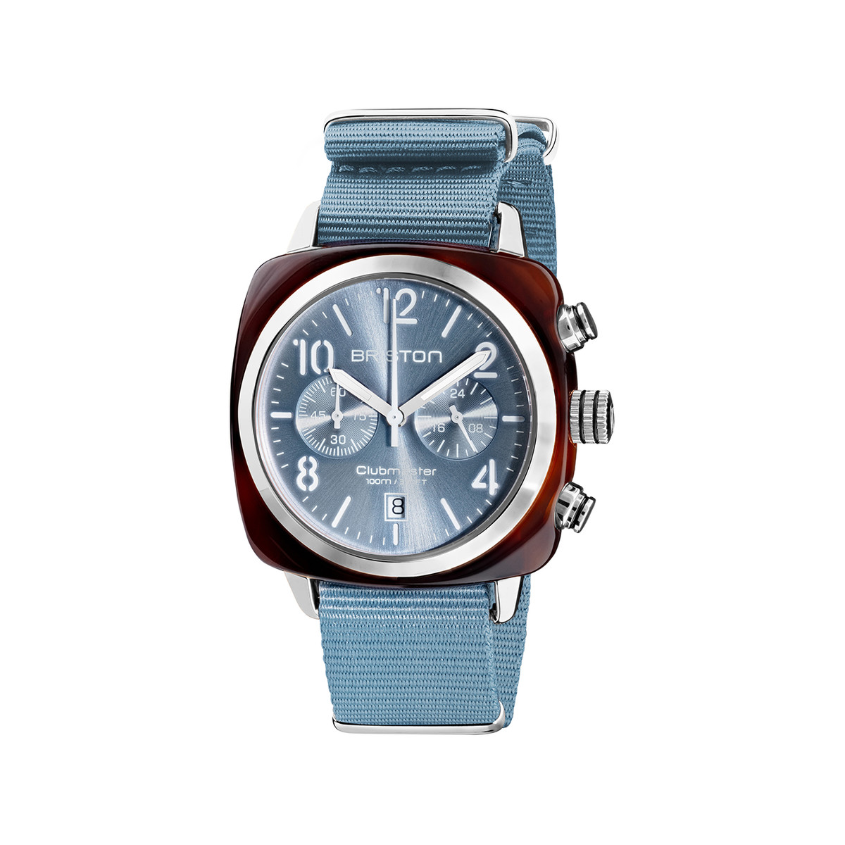 Montre BRISTON clubmaster classic chrono homme bracelet tissu bleu fonce
