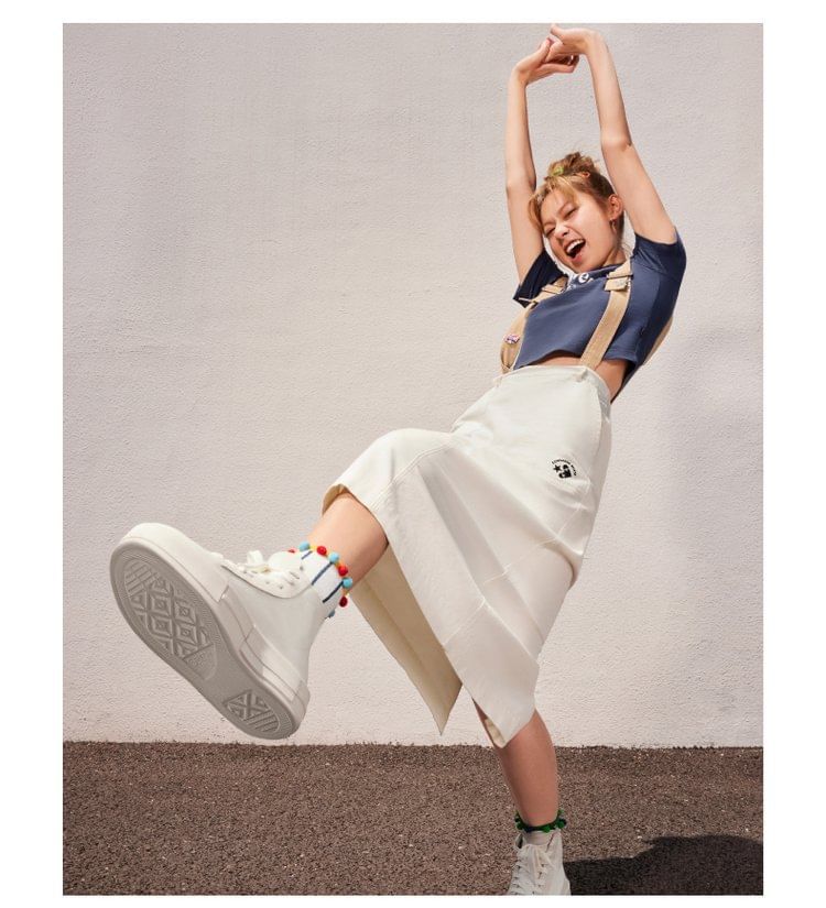 Asterisk - Matching Platform Plain Lace-Up High Top Canvas Sneakers voor Koppels