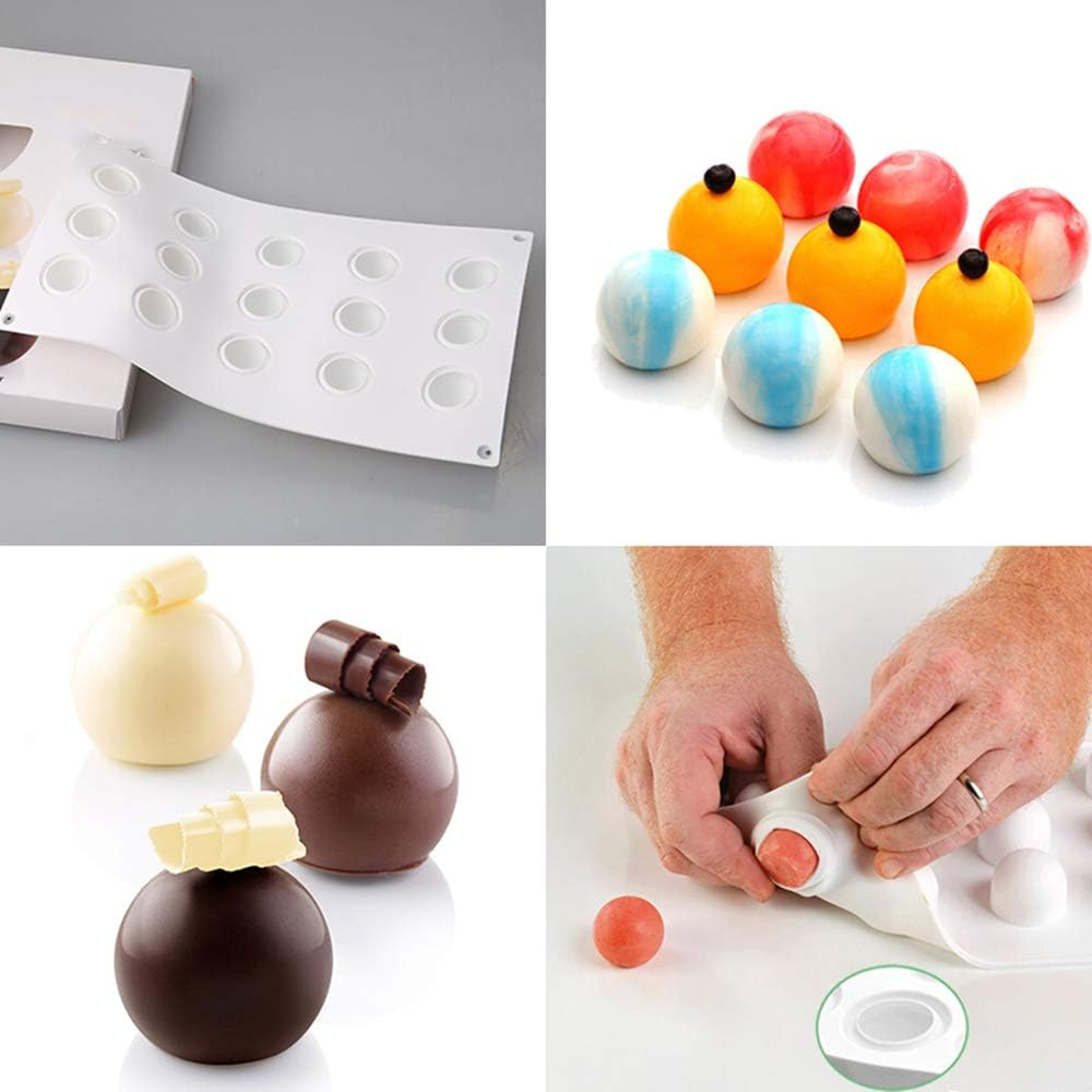 (15-fach) Silikon 3D Pralinen Form für Fondant / Schokolade Kuchen   Muffin Dekoration - Kugeln
