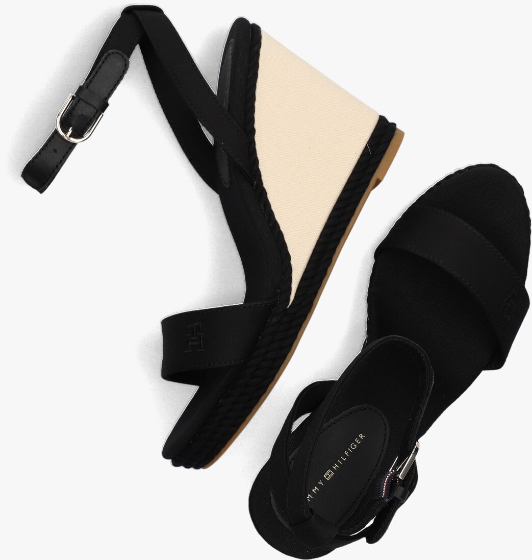 TOMMY HILFIGER zwarte tommy hilfiger sandalen rope webbing wedge