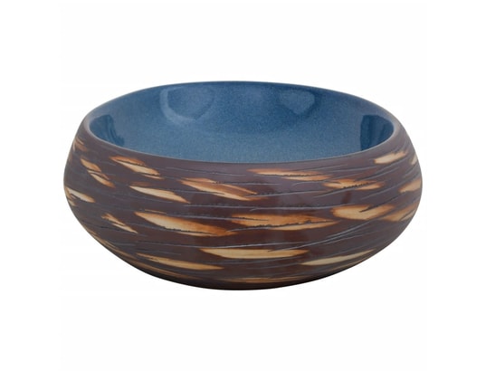 VIDAXL - Vasque à poser marron et bleu ovale 59x40x15 cm céramique