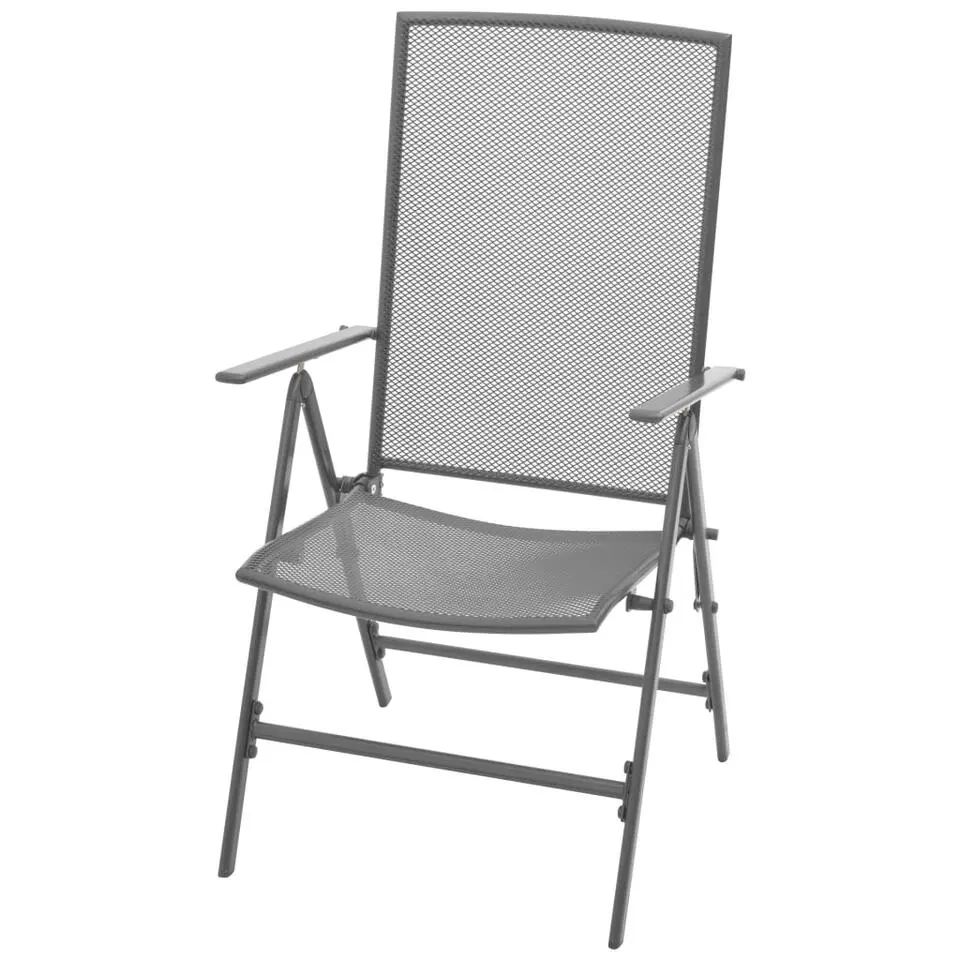 vidaXL - Tuinstoelen - Antraciet - Metaal - 2 stuks - Stapelbaar
