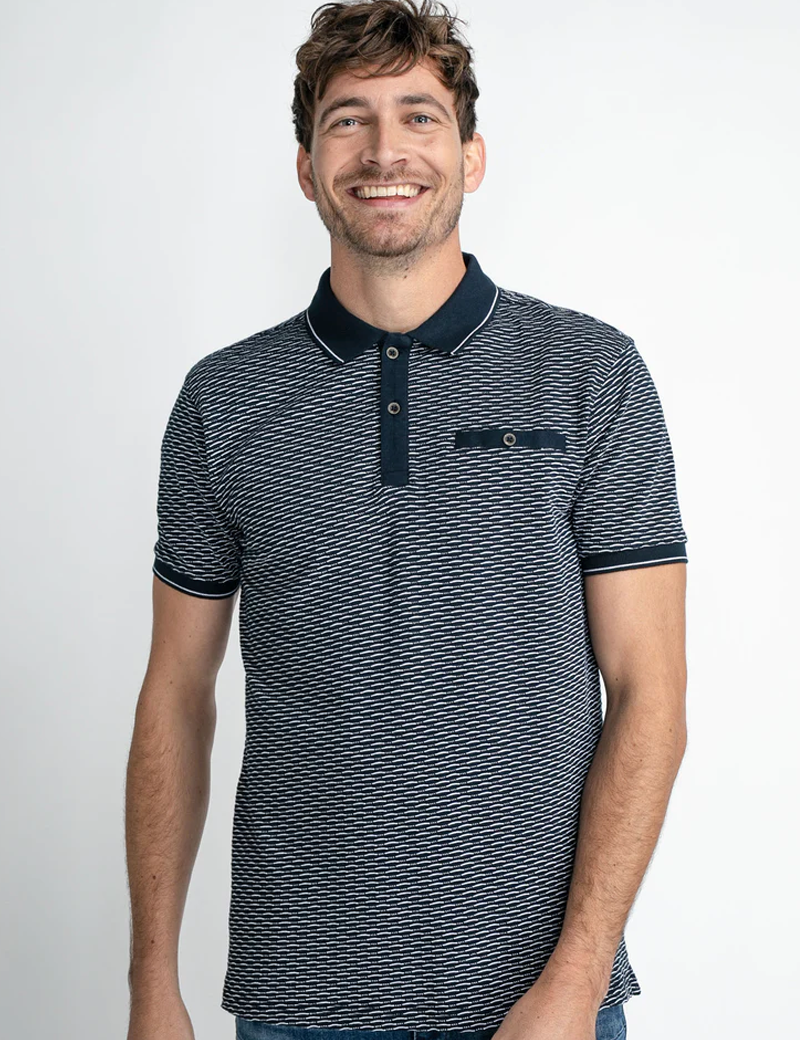 PETROL IND POLO HOMME MANCHES COURTES MAILLE MARINE