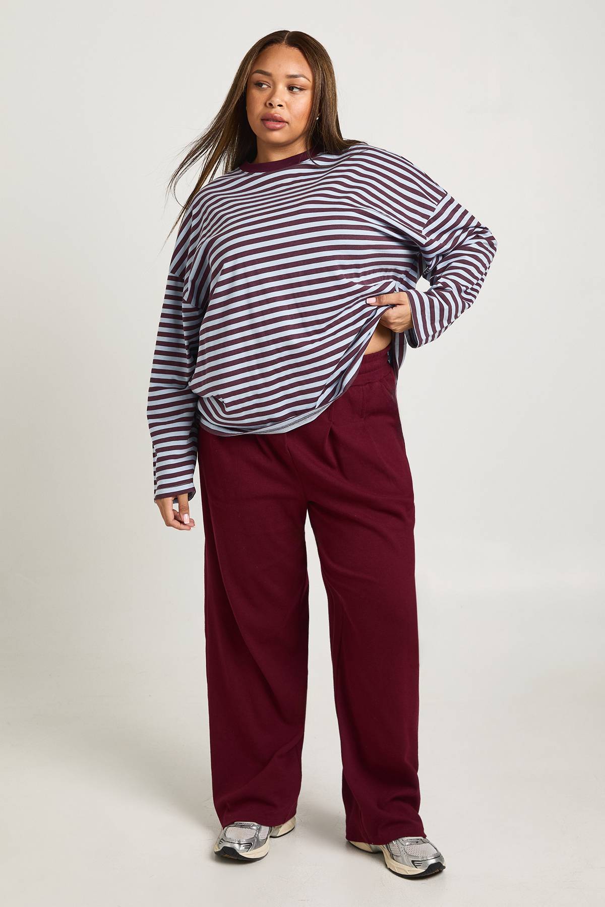 boohoo Jogging Ballon Plissé Côtelé Grande Taille