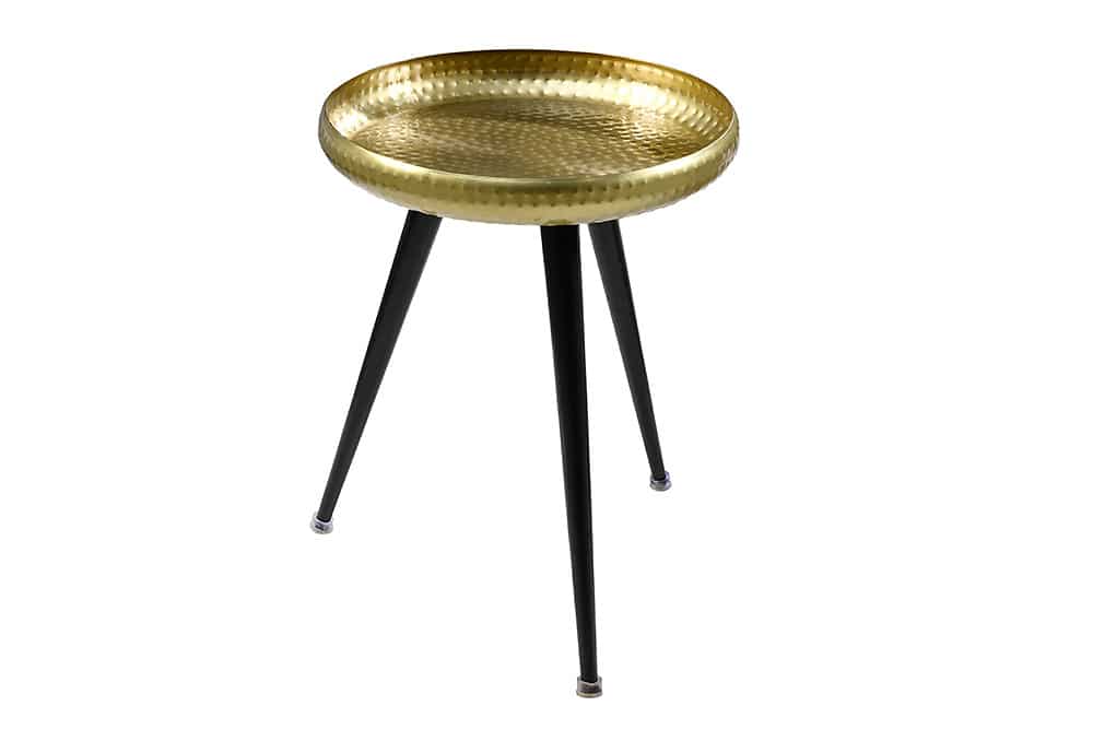 Handgefertigter Beistelltisch ORIENT 55cm messing gold rund Metall Hammerschlag Design